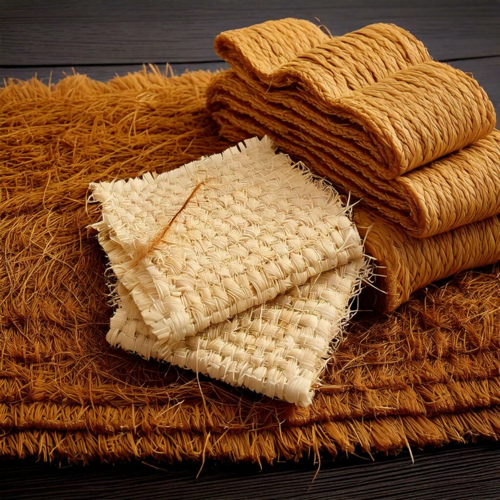 Différent matière faite a partir de polyamide, de polypropylène et fibre de coco