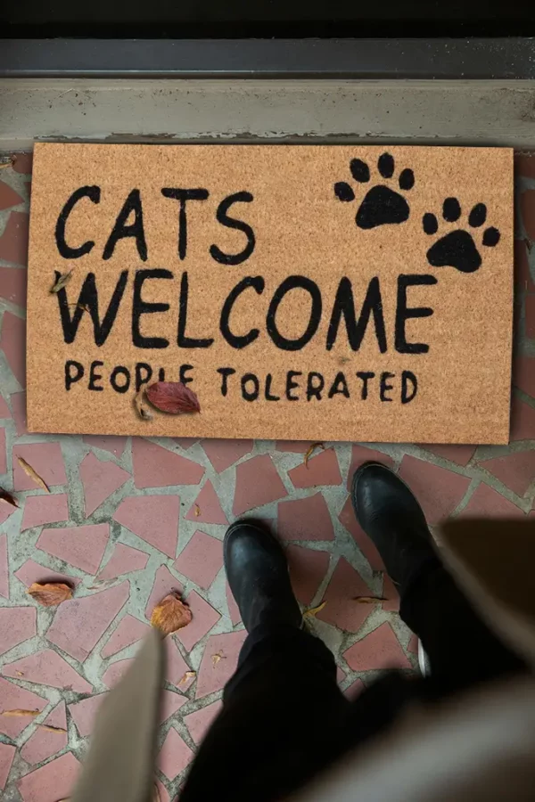 Paillasson coco motif cat welcome people tolerated