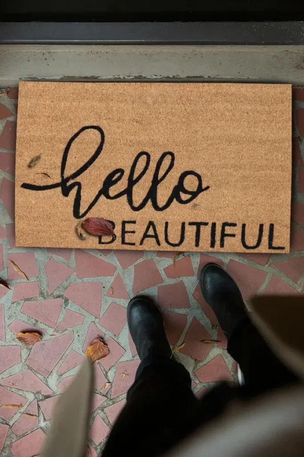 Paillasson coco motif hello beautiful