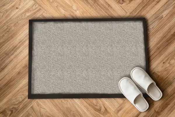 Tapis d'entrée gris clair