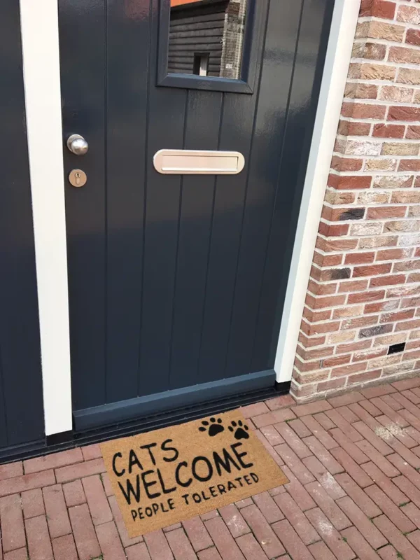 Paillasson coco motif cat welcome people tolerated