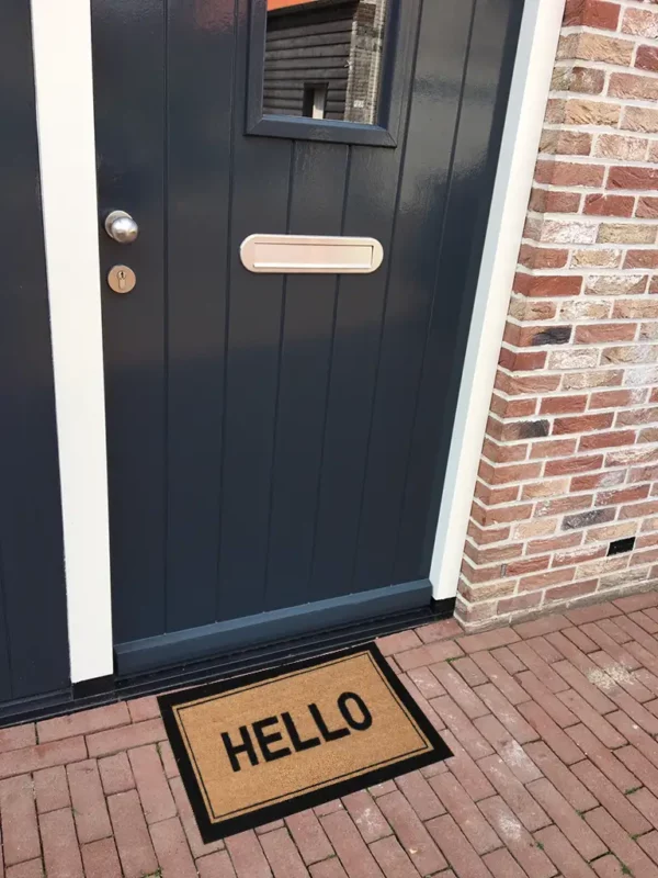 Paillasson coco motif hello encadré