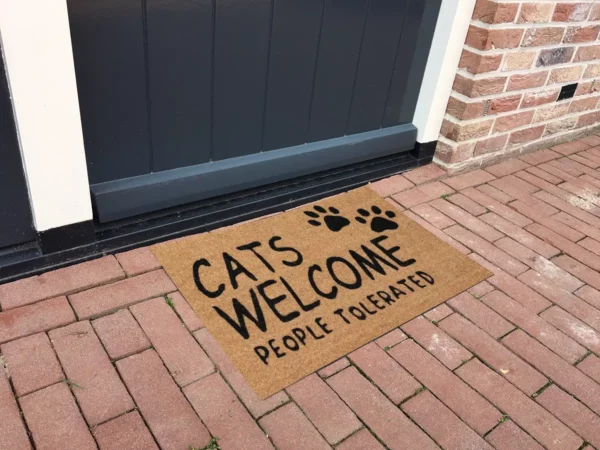Paillasson coco motif cat welcome people tolerated